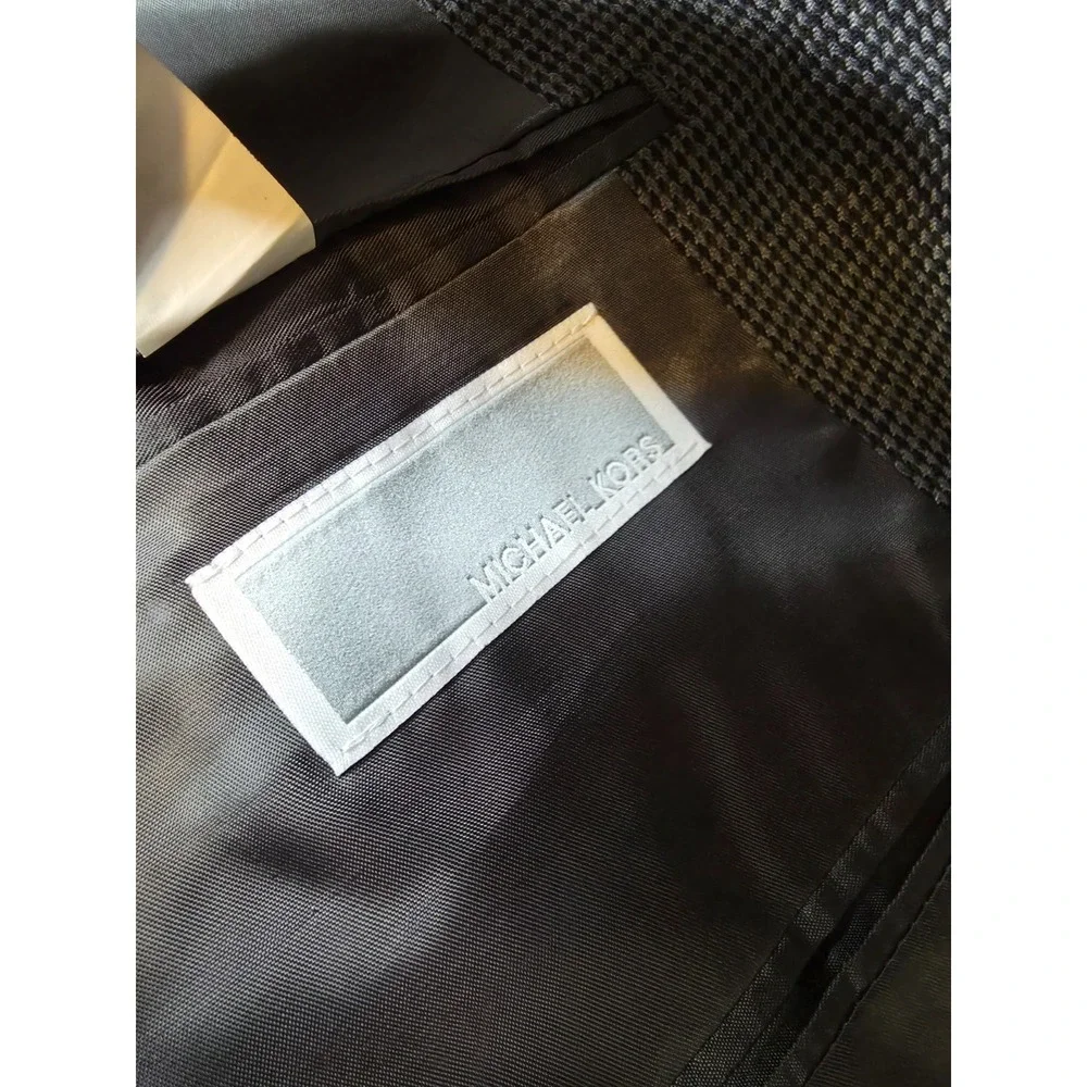 Michael Kors Blazer‎ Jacket Mens 44R Gray Houndstooth Sport Coat Polyester Blend